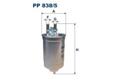 PP 838 Фильтр топливный для FORD TOURNEO CONNECT 1.8 TDCi 2002-2013, код двигателя HCPA,HCPB,P9PA,P9PB,P9PC,P9PD,R3PA,RWPE,RWPF, V см3 1753, кВт 66, л.с. 90, Дизель, Filtron PP8385