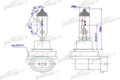 Лампа галогенная H8 12V 35W PGJ19-1 для FORD C-MAX (DM2) 1.6 2007-2010, код двигателя HWDA,HWDB,SHDA,SHDB,SHDC, V см3 1596, кВт 74, л.с. 100, бензин, PATRON PLH81235