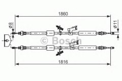 1 987 482 189_трос ручника зад C-Max для FORD FOCUS II Кабриолет 2.0 2006-2010, код двигателя AODA,AODB, V см3 1999, кВт 107, л.с. 145, бензин, Bosch 1987482189