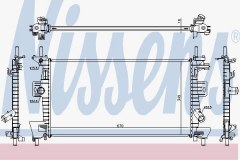 Радиатор, охлаждение двигателя для FORD FOCUS III 1.6 Ti 2010-, код двигателя IQDB, V см3 1596, кВт 77, л.с. 105, бензин, Nissens 69237